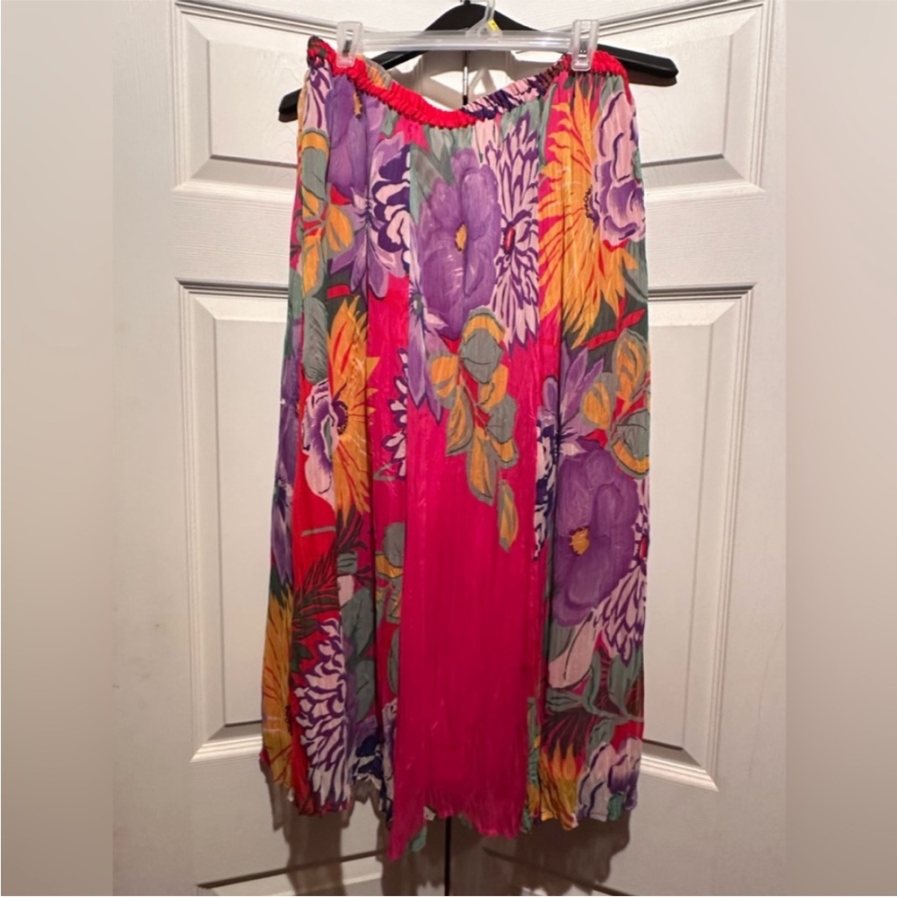 Choices long colorful floral tropical lined skirt. Size XL.